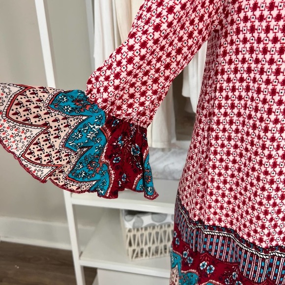 UMGEE Tunic Shift Dress sz. Small 3/4 sleeve Boho Hippie coastal beachy  #0671 - Picture 6 of 11